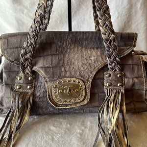 Braccialini Genuine Leather Embossed Shoulder-bag NWOT